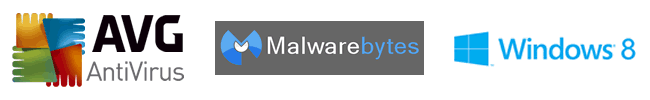 Software Logos - AVG anti virus | Malware bytes | Windows 8