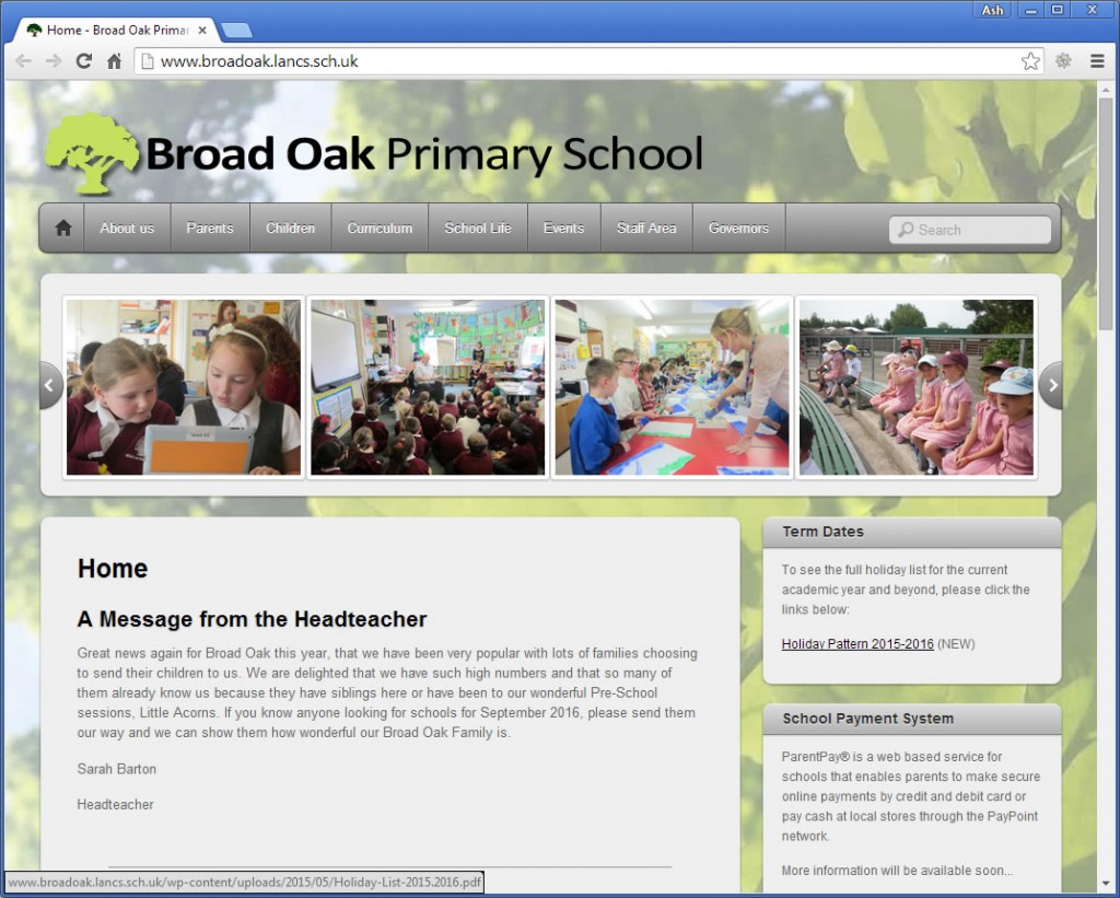 Broad Oak Primary School website